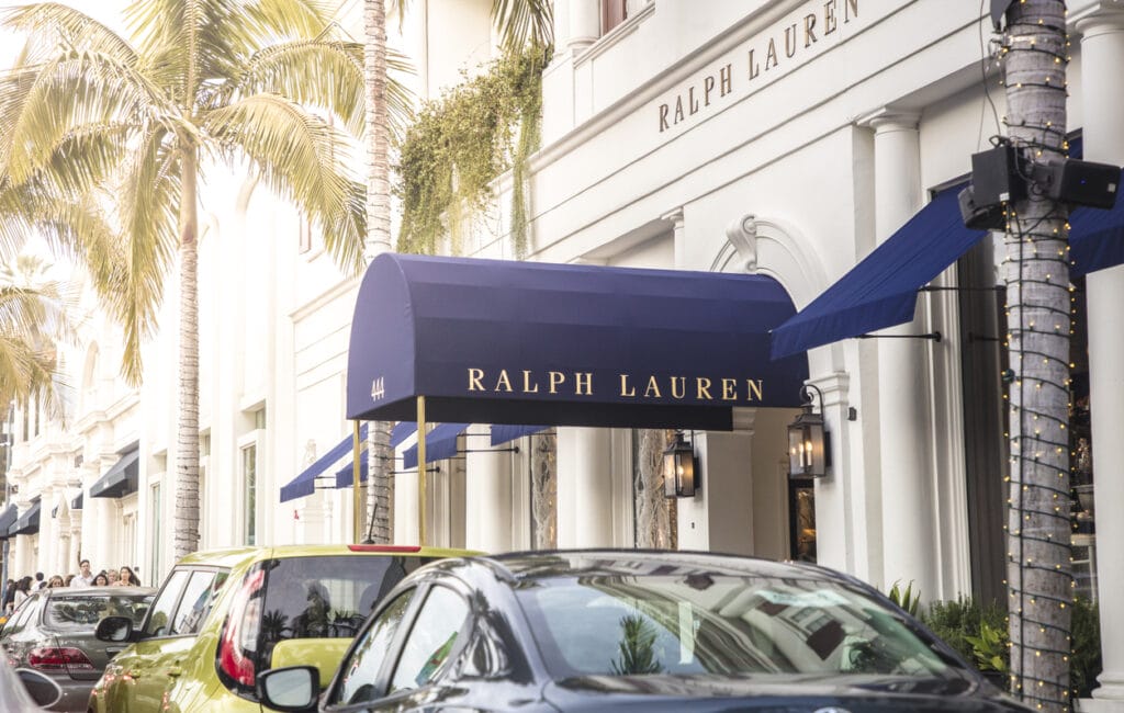 Ralph Lauren store front on Rodeo Drive in Beverly Hills, California.