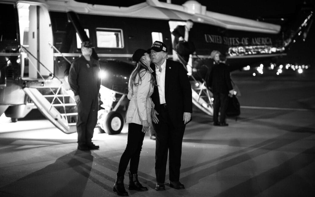 President Donald J. Trump and First Lady Melania Trump arrive on Marine One to board Air Force One at Los Angeles International Airport in Los Angeles, Friday, Jan. 24, 2025. (Official White House Photo by Andrea Hanks)