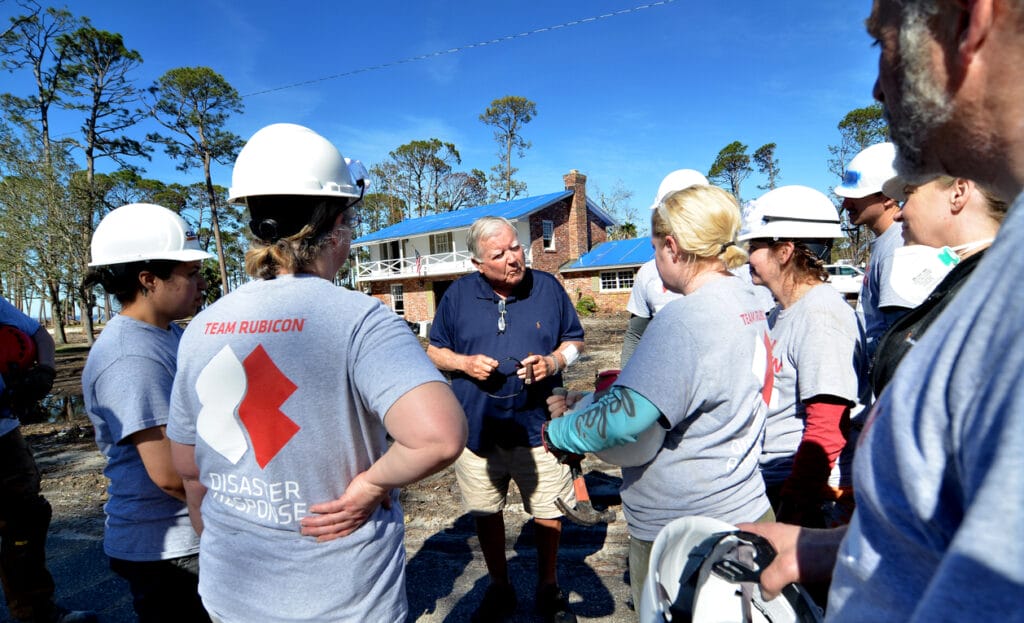 Volunteers working to rebuild homes and structures that were damaged and destroyed during Hurricane Michael in Panama City and Mexico Beach, Florida. January, 2019