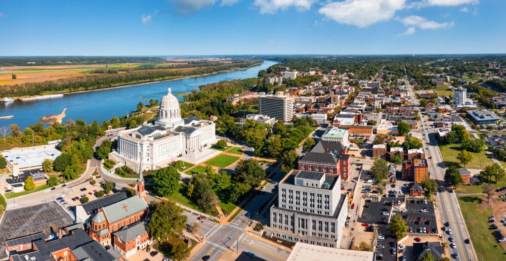Aerial view of Jefferson City, Missouri. 