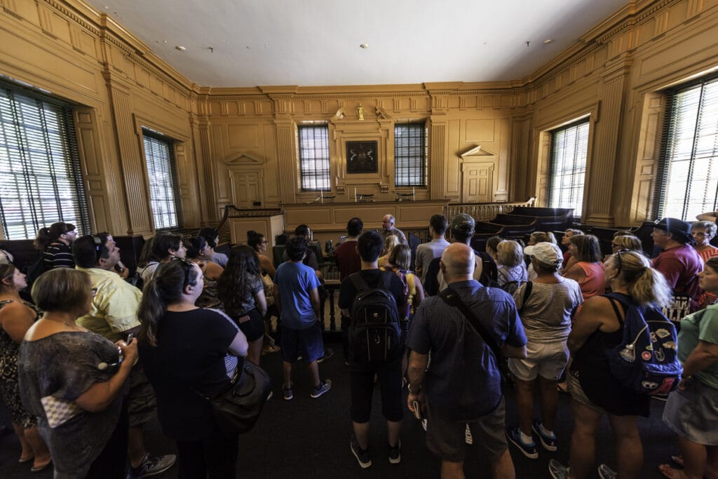 Philadelphia, - July, 2018. Independence hall is the building where the Declaration of Independence and the US Constitution were debated and adopted.